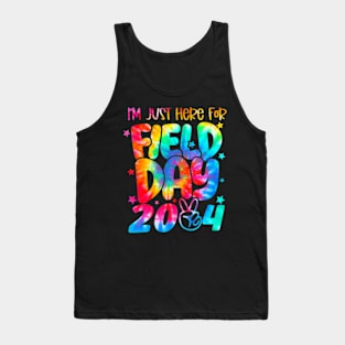 Tie Dye Just Here For  2024 Peace Sign Teacher Kids Tank Top